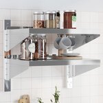 vidaXL Étagère murale à 2 niveaux 50x40x60 cm argenté acier inoxydable