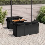 vidaXL Salon de jardin 6 Pièces avec coussins noir résine tressée