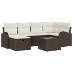 vidaXL Ensemble de canapé de jardin avec coussin 7 Pièces Marron et crème