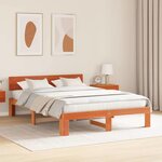 vidaXL Cadre de lit marron ciré 160x200 cm en bois de pin