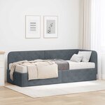 vidaXL Cadre de lit d'angle Gris foncé 80 x 200 cm Velours