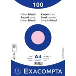 Paquet 100 Fiches Sous Film - Bristol Uni Non Perforé 210x297mm - Rose - X 10 - Exacompta