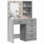 vidaXL Table de Toilette 2 Pièces Gris 50 x 41 x 135 cm Bois d'ingénierie