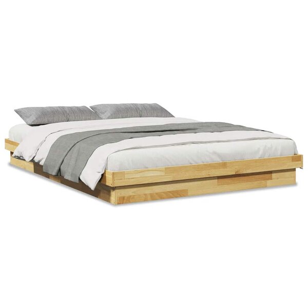 vidaXL Cadre de lit sans matelas 135x190 cm bois massif de chêne