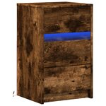 vidaXL Armoire de chevet et lumières LED chêne fumé bois d'ingénierie