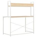 vidaXL Bureau d'ordinateur Blanc et chêne 120 x 60 x 138 cm