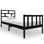 vidaXL Cadre de lit Noir Bois de pin massif 75x190 cm Petit simple