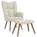 vidaXL Chaise de relaxation avec repose-pied Blanc crème Velours