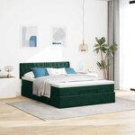 vidaXL Cadre de lit ottoman avec matelas vert foncé 140x200 cm velours