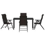vidaXL Ensemble de salle à manger pour jardin 5 Pièces Noir café