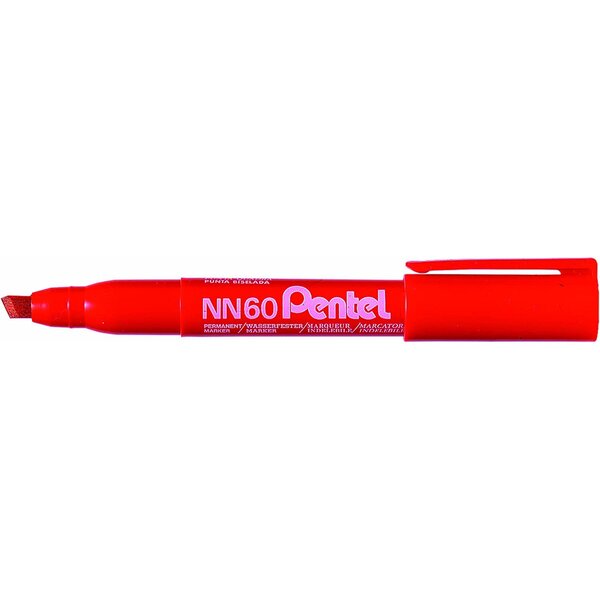 Marqueur permanent Ecologique NN60 rouge  pointe bizeautée PENTEL