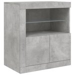 vidaXL Buffet avec lumières LED gris béton 202x37x67 cm
