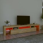 vidaXL Meuble TV avec lumières LED Chêne sonoma 215x36 5x40 cm