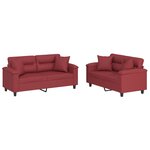 vidaXL Ensemble de canapés 2 Pièces et coussins rouge bordeaux similicuir