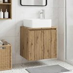 vidaXL Vanité de lavabo mural Chêne artisanal 53 x 35 x 63 cm