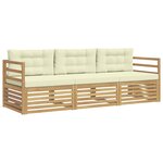 vidaXL Ensemble de canapés d'extérieur 3 Pièces Blanc et crème Polyester