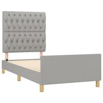 vidaXL Cadre de lit avec tête de lit Gris clair 90x190 cm Tissu