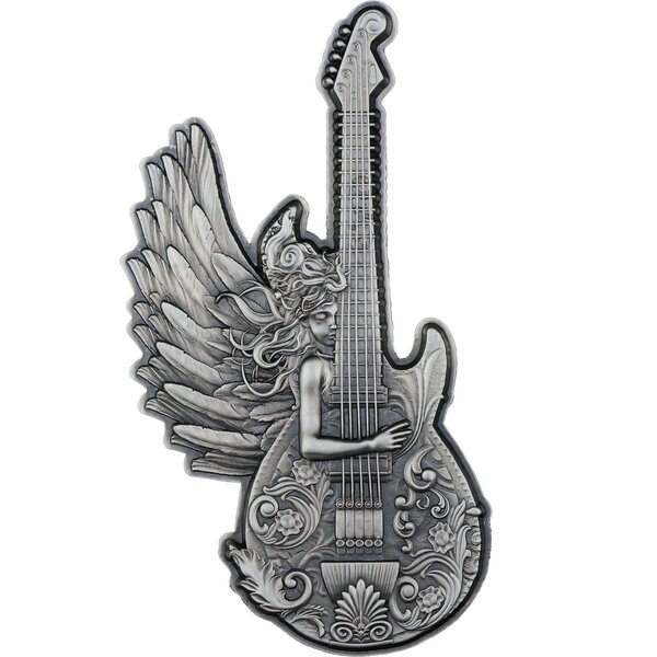 GUITARE D'ANGE Musique Divine Pièce 2 Once Argent 2000 Francs Cameroun 2025