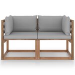vidaXL Canapé palette de jardin 2 places et coussins gris Pinède