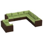 vidaXL Salon de jardin 9 Pièces avec coussins Marron Résine tressée