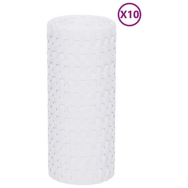 vidaXL Paravents de balcon 10 Pièces blanc 255x19 cm résine tressée