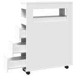 vidaXL Meuble étroit de salle de bain à roulettes blanc