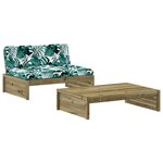 vidaXL Salon de jardin 2 Pièces avec coussins bois de pin imprégné