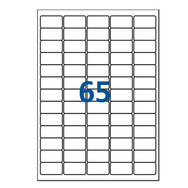 Lot de 1000 Planches étiquettes autocollantes sur feuille A4 : 38 1 x 21 2 mm (65 étiquettes par feuille)