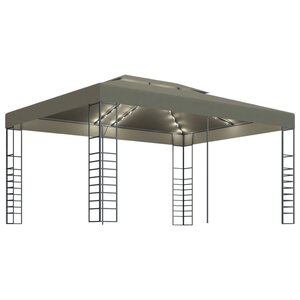 vidaXL Tonnelle avec guirlande lumineuse à LED 3x4 m Taupe