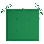 vidaXL Chaises pliantes (lot de 2) avec coussins verts  en bois de teck massif