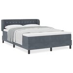 Lit ressort vidaXL avec matelas gris foncé 160x200 cm en velours