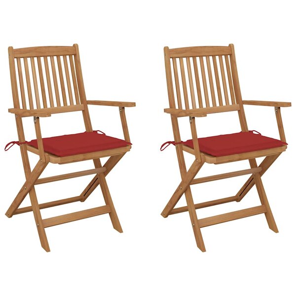 vidaXL Chaises pliables de jardin lot de 2 avec coussins Bois d'acacia