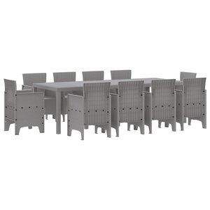 vidaXL Ensemble de salle à manger pour jardin 11 Pièces Gris clair