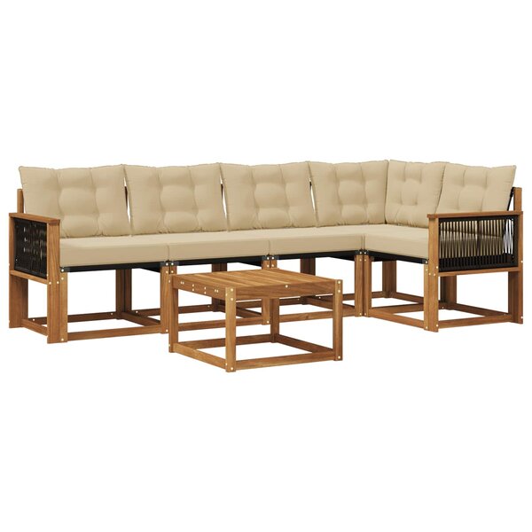 vidaXL Ensemble de canapés d'extérieur 6 Pièces Naturel et Beige