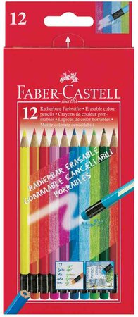 Crayons de couleur éffacables, étui en carton FABER-CASTELL