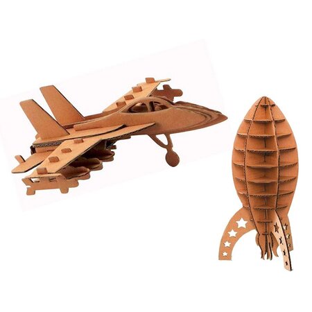 2 maquettes à monter en carton - avion & fusée