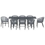vidaXL Ensemble de salle à manger pour jardin 9 pc Gris polyrotin