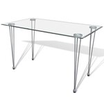 vidaXL Table de salle à manger et dessus de table en verre transparent