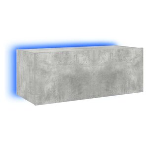 vidaXL Meuble TV mural avec lumières LED gris béton 80x35x31 cm