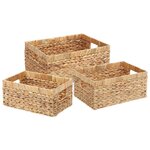 vidaXL Paniers de rangement 3 Pièces Naturel 40 x 30 x 18 cm