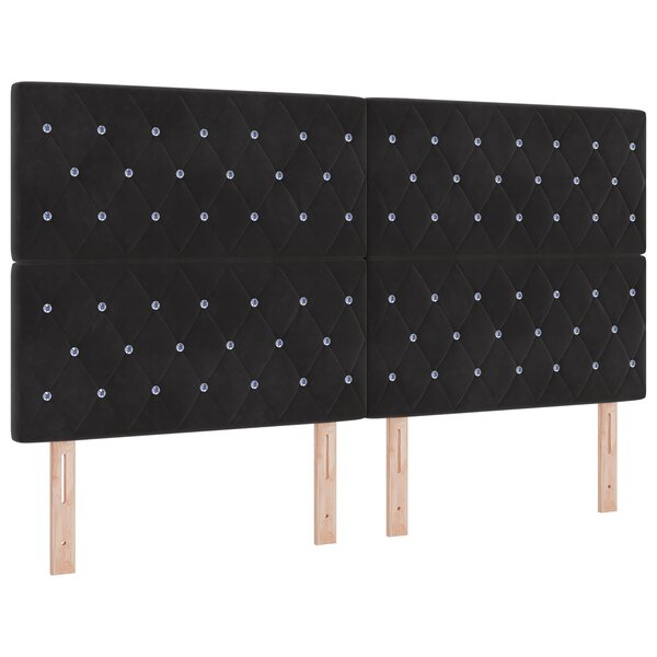 Lit à ressorts avec matelas vidaXL Noir Super King Velours