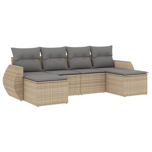vidaXL Salon de jardin avec coussins 6 Pièces beige résine tressée