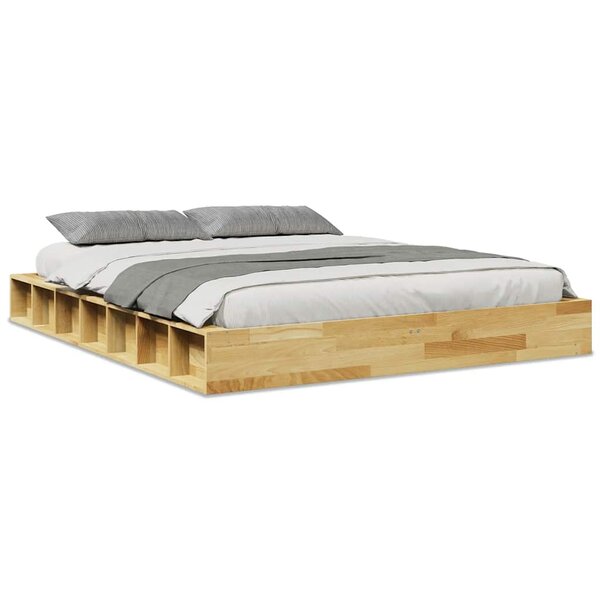 vidaXL Cadre de lit sans matelas 150x200 cm bois massif de chêne