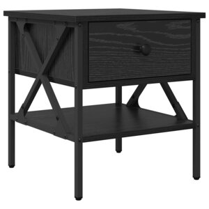 vidaXL Table de chevet avec tiroir Chêne noir 40 x 42 x 45 cm