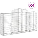 vidaXL Paniers à gabions arqués 4 Pièces 200x30x100/120 cm Fer galvanisé