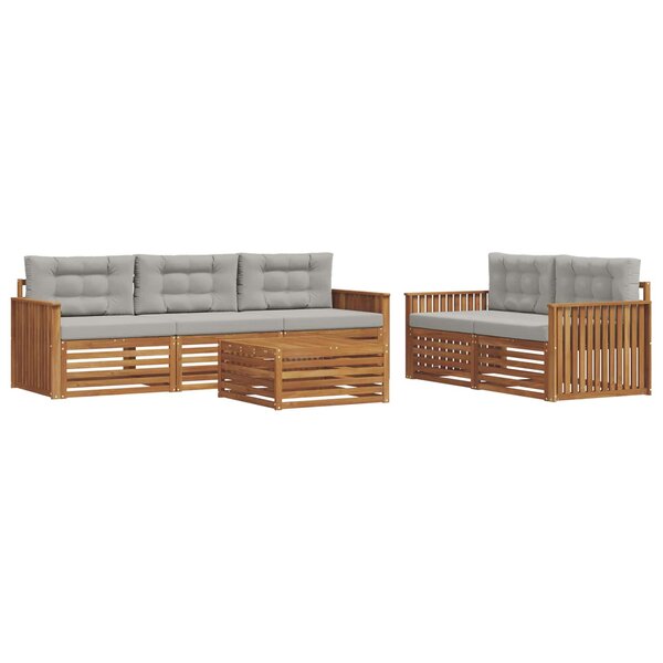 vidaXL Ensemble de canapés d'extérieur 6 Pièces Gris Naturel et Clair
