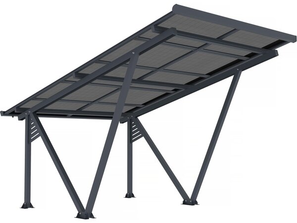 Carport solaire avec panneaux photovoltaïques - 366 x 575 x 366 cm - Gris - 4 1 kW