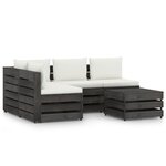 vidaXL Salon de jardin 5 Pièces avec coussins Bois imprégné de gris