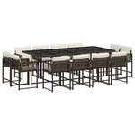 vidaXL Ensemble à manger de jardin avec coussins 13 Pièces marron rotin