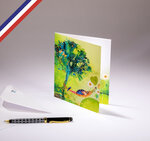 Carte double comme un rêve créée et imprimée en france sur papier certifié pefc - rêverie entre arbre et fleurs